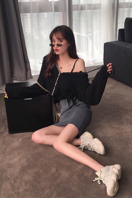 Áo len dây kéo mới có nón