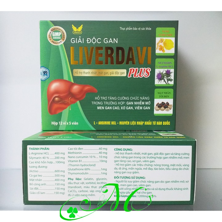 Viên uống giải độc gan, bảo vệ gan, tăng cường chức năng gan Liverdavi Plus - Hộp 60 viên