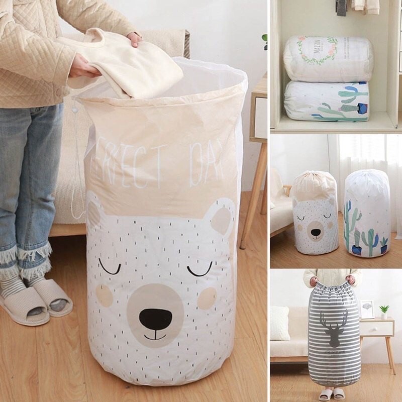 Túi Đựng Quần Áo, Chăn Màn Dây Rút Hình Trụ Giúp Cất Gọn Gàng Size Lớn 40x83cm