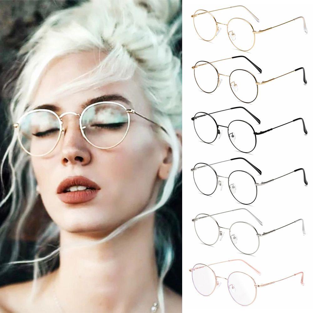 CACTU Mắt Kính Gọng Tròn Chống Ánh Sáng Xanh Chất Liệu Kim Loại