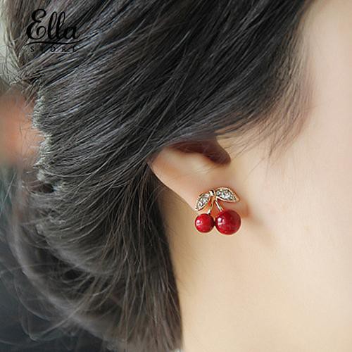 Bông tai thời trang kiểu đinh tán hình quả cherry cho nữ