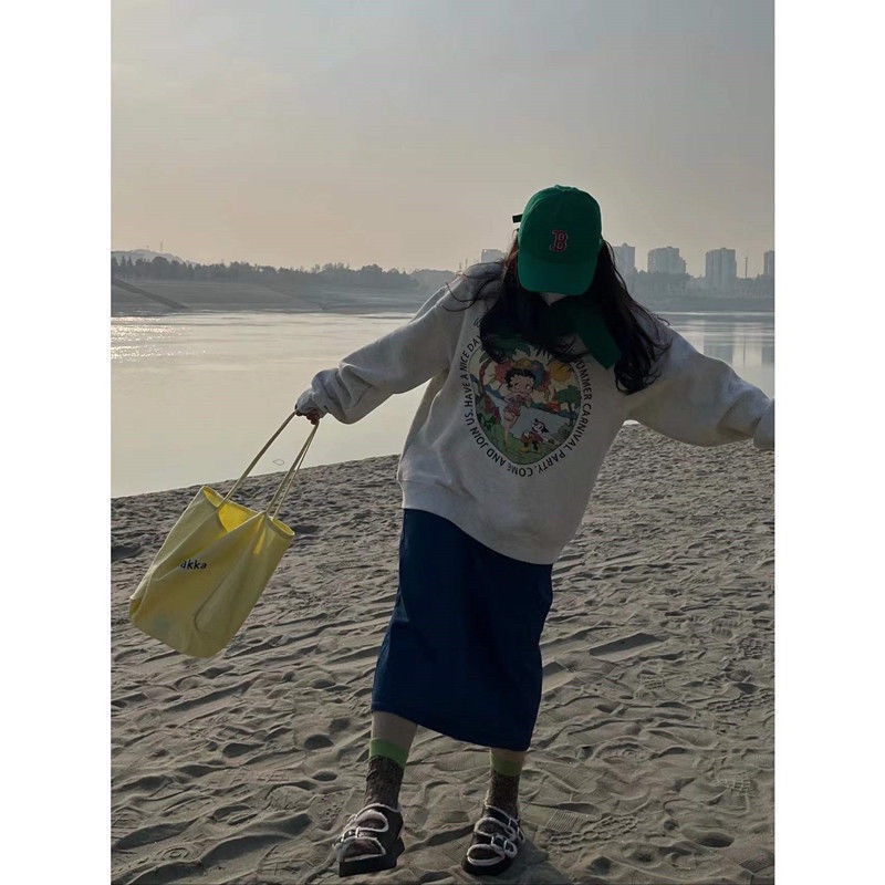 Áo sweater nỉ bông chi tiết in phong cách hàn quốc