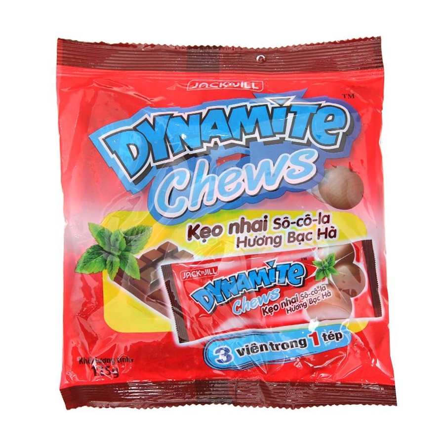 Kẹo nhai socola hương bạc hà Dynamite Chews gói 125g