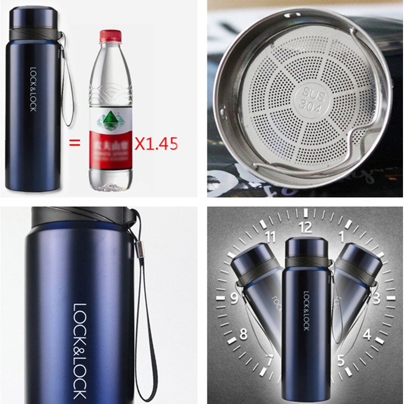 Bình Giữ Nhiệt Lock&Lock Vacuum Bottle 800ml Thép Không Gỉ LHC6180BLK (Đen)