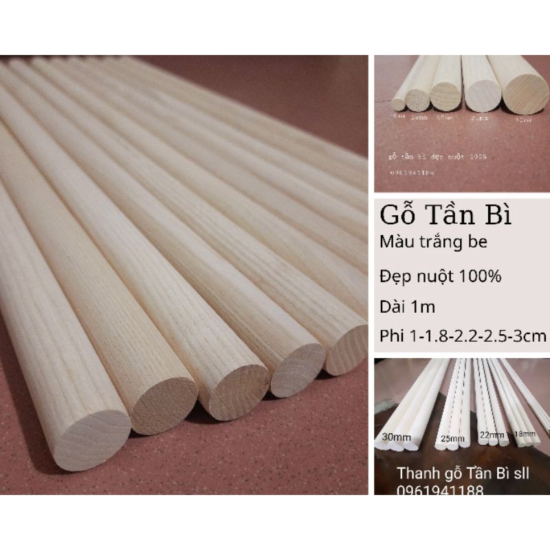 Thanh Gỗ Tròn Dài 100cm Gỗ Tần Bì