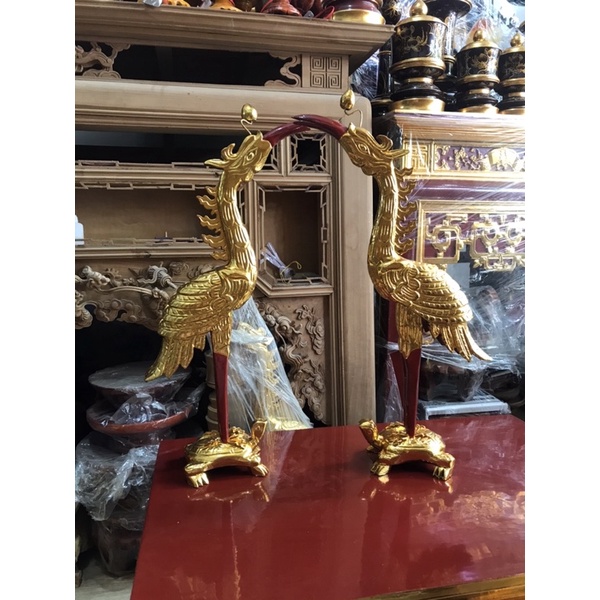 Hạc thờ 81/61.gỗ mít, Sơn son thếp vàng