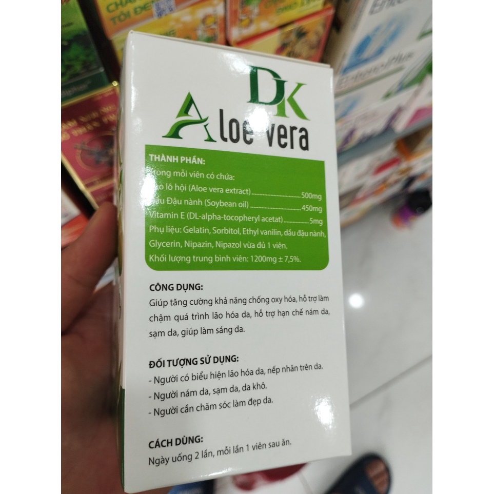 DK ALOE VERA Green Viên uống đẹp da, dưỡng da, giúp dưỡng ẩm, chống lão hóa và tái tạo da