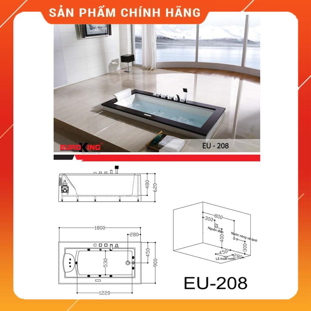 Siêu Sale Bồn tắm massage cao cấp Euroking EU-208, bảo hành chính hãng 02 năm, bao vận chuyển và lắp đặt HCM, HN