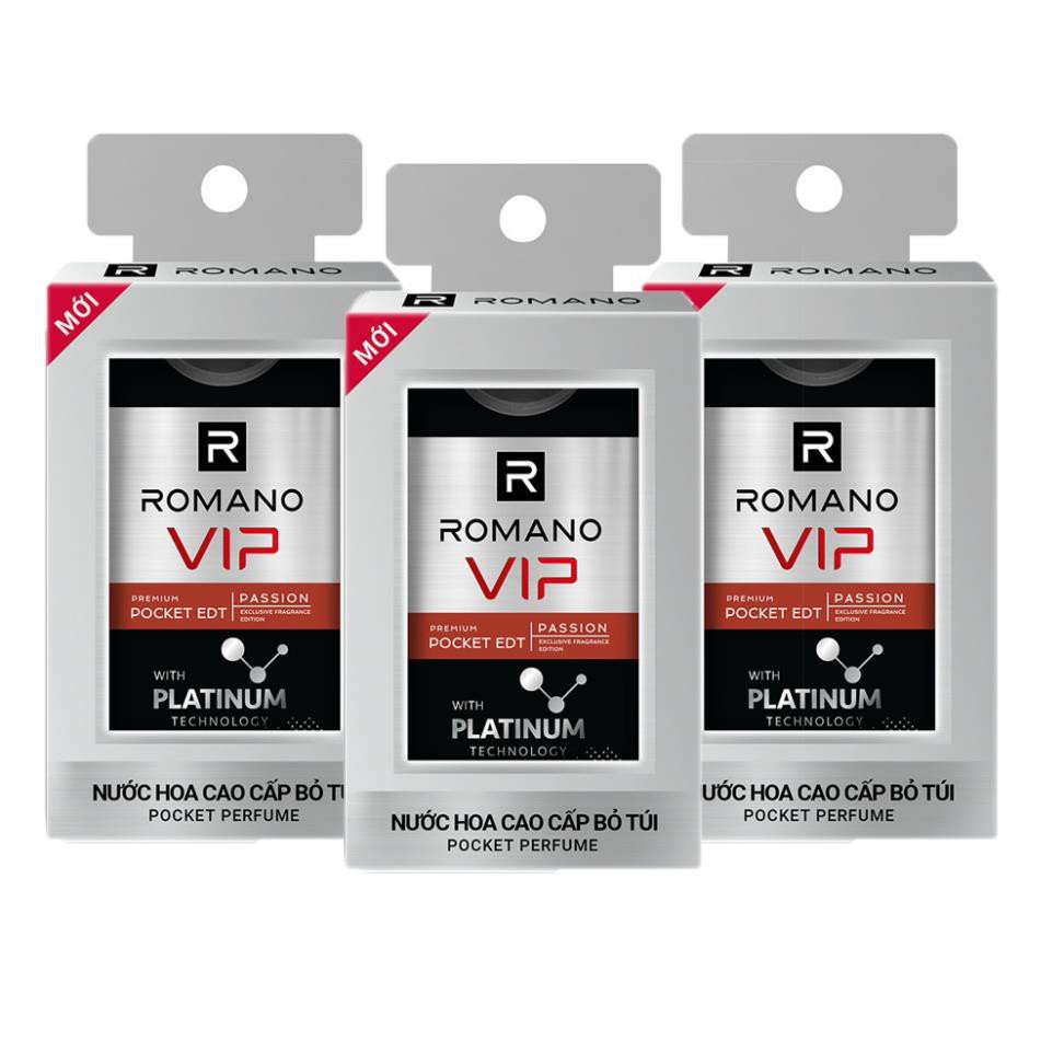 Bộ 3 Chai Nước hoa bỏ túi Romano Vip Platinum- 18ml/chai