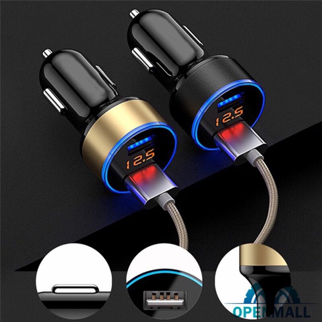 ✅ Tẩu sạc ô tô  12-24v DC với 2 cổng USB tích hợp màn hình lcd hiển thị vôn.