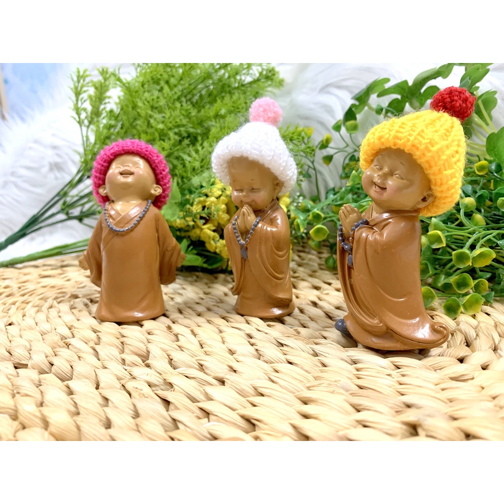 Bộ 3 Chú Tiểu Ấn Độ Hoan Hỉ Chuỗi Hạt Nón Len ( Hình Thật , Video Thật )