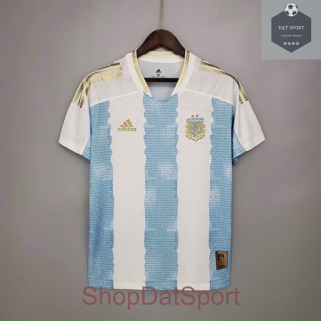 Quần áo bóng đá  FREESHIP  Bộ Argentina Kẻ Vàng ( Quần Có Túi ) New 2021 Cam kết 100% Y Hình