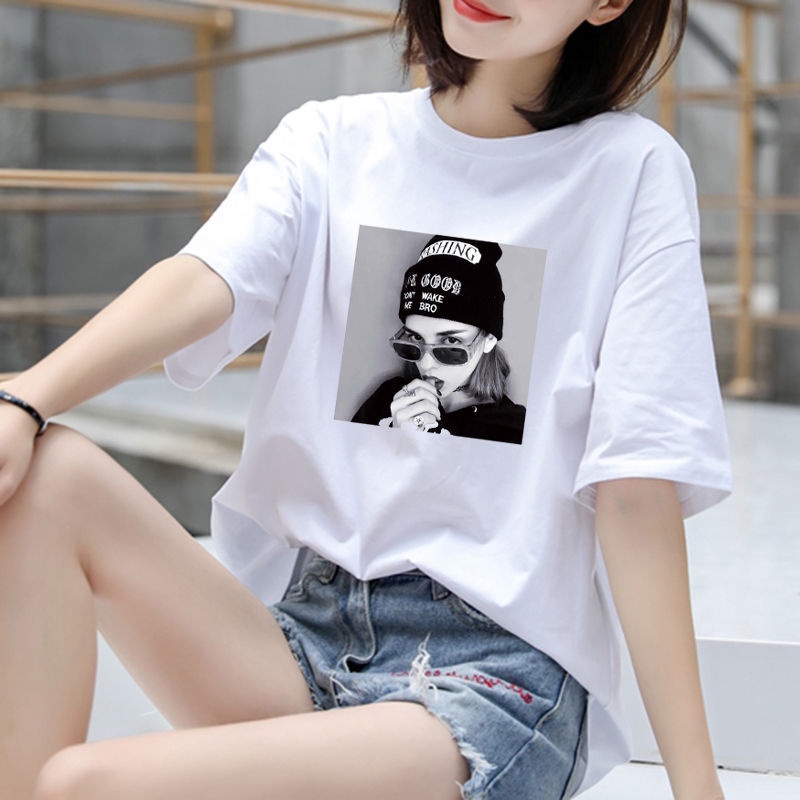 Áo Thun Cotton Tay Ngắn Dáng Rộng Thời Trang Mùa Hè Có Size Lớn Cho Nữ