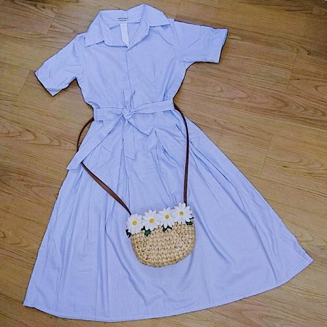 Đầm sọc xanh xoè