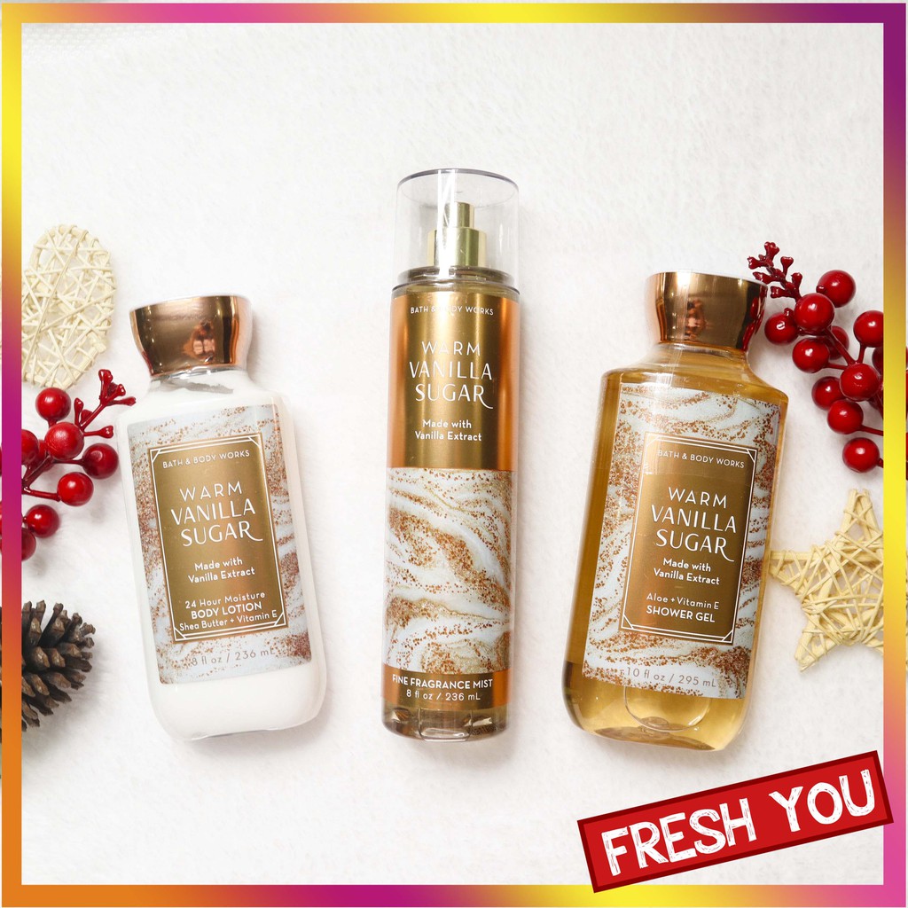 Warm Vanilla Sugar - Full Size Xịt Thơm Toàn Thân Bath & Body Works (Body Mist, Lotion, Sữa tắm) - Ngọt | BigBuy360 - bigbuy360.vn
