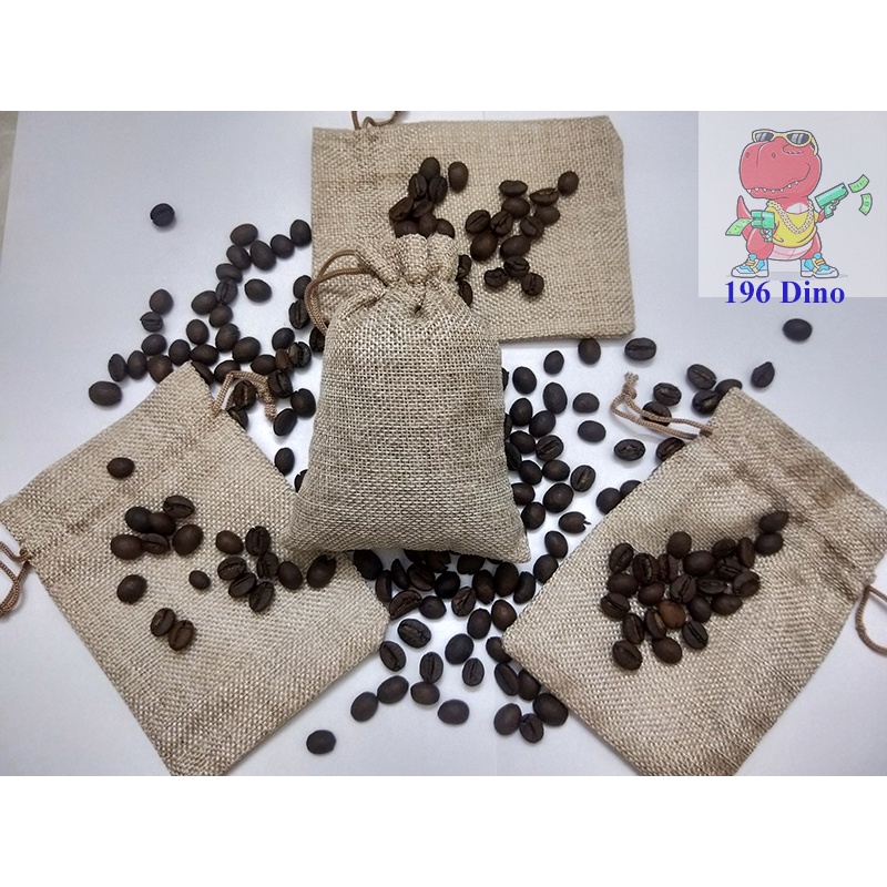 Túi thơm cà phê Robusta 100% rang mộc tự nhiên treo xe ô tô, hút ẩm tủ lạnh, trang trí bàn làm việc