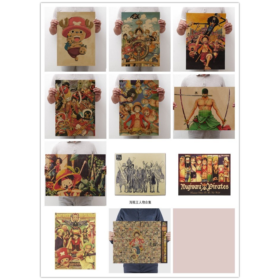 Tấm poster bằng giấy kraft họa tiết nhân vật hoạt hình One Piece