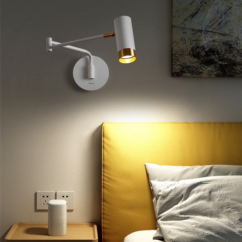 Đèn LED Gắn Tường Trang Trí Phòng Ngủ Có Công Tắc Xoay Tay Dài Hiện Đại