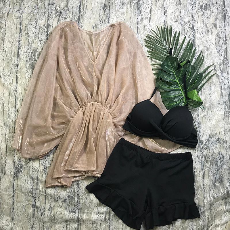 2020 fairy fan splitsuit áo tắm nữ ba mảnh gợi cảm ngực nhỏ giảm béo che bụng sinh viên đồ bơi suối nước nóng | BigBuy360 - bigbuy360.vn
