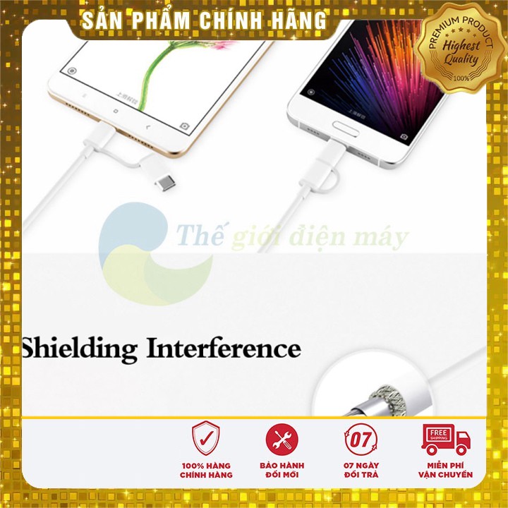 [Sale] Dây sạc Xiaomi 2 trong 1 Micro Usb và type C 1m SJX02ZM - shop Thế giới điện máy .