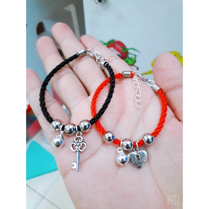 Sỉ 1 set 10 vòng tay cặp đôi chìa khóa ổ khóa và chuông 8mm