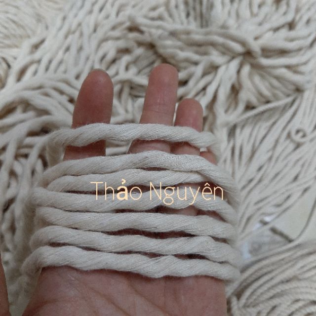 Dây thừng se macrame, dây cotton _ 1 xoắn(2mm, 3mm,4mm, 5mm). Màu kem và màu ngà