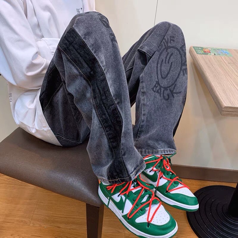 [ORDER+ẢNH THẬT] Quần bò jeans ống rộng thiết kế in hình graffiti nghệ thuật mix màu đậm nhạt unisex Ulzzang oversize ❤️ | BigBuy360 - bigbuy360.vn