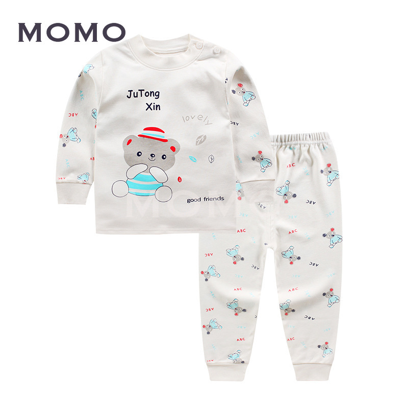 Set Pijama Áo Dài Tay + Quần Dài Cotton Họa Tiết Hoạt Hình Cho Bé 1-8 Tuổi