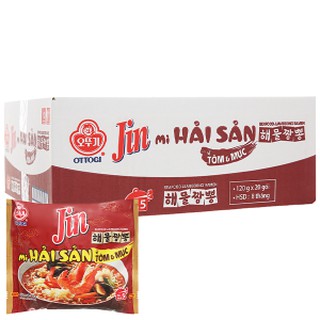Thùng 20 gói mì Jin hải sản tôm & mực 120gx20