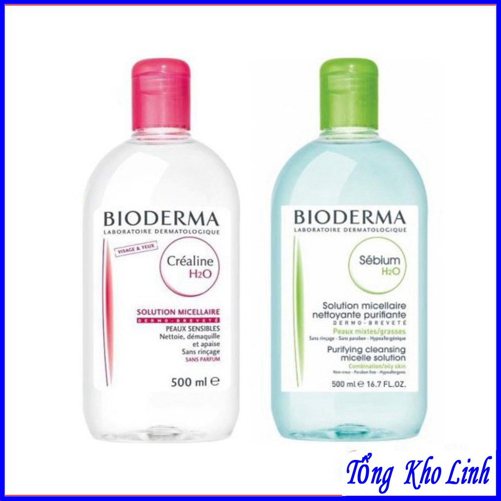 Nước tẩy trang Bioderma Crealine, Sensibio H2O 500 ml