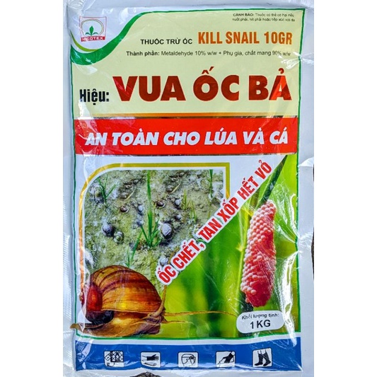 Vua ốc bả 10Gr(Túi 1kg). Diệt các loại ốc sên lớn, ốc nhỏ, sên trần hại rễ lan, rau màu
