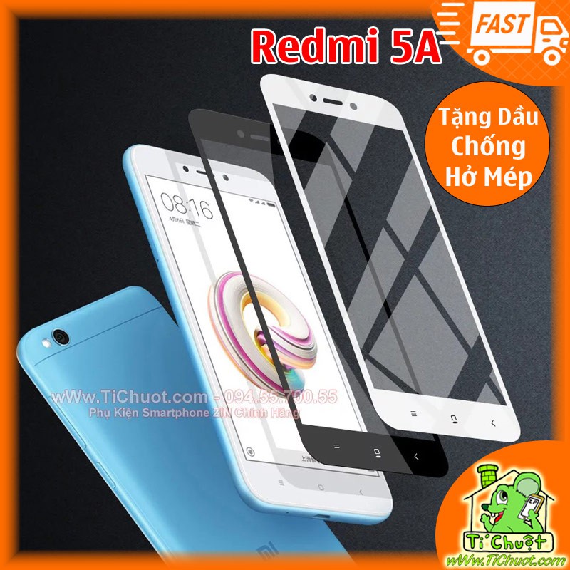 Kính Cường Lực Xiaomi Redmi 5A FULL màn, FULL KEO Silicon