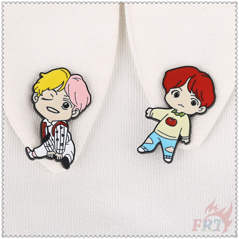 ★ BTS Bangtan Boys Tiny Tan：Virtual Cartoon Characters - KPOP Super Star Brooches ★ 1Pc Fashion Doodle Enamel Pins Backpack Button Badge Brooch