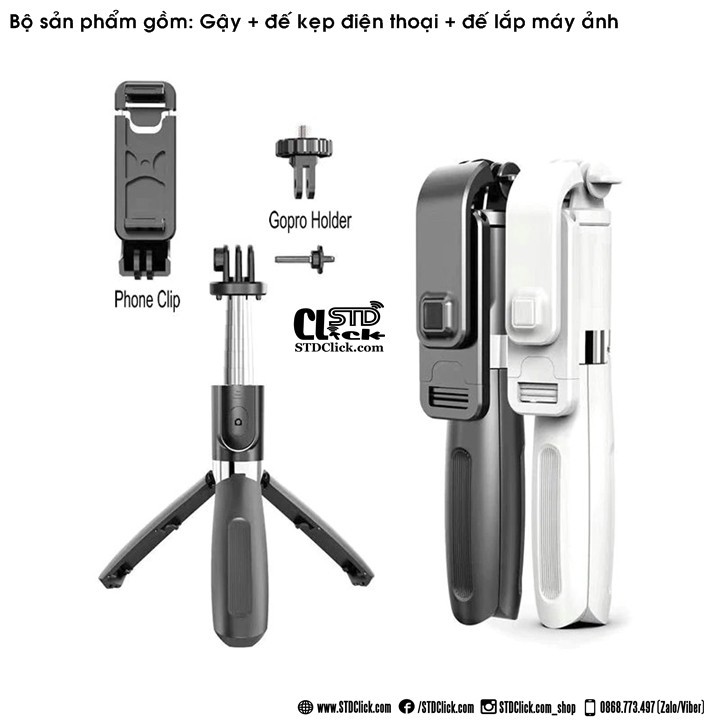 GẬY CHỤP ẢNH KIÊM TRIPODS CÓ ĐIỀU KHIỂN BLUETOOTH L02 HÀNG CAO CẤP HÀNG CHUẨN