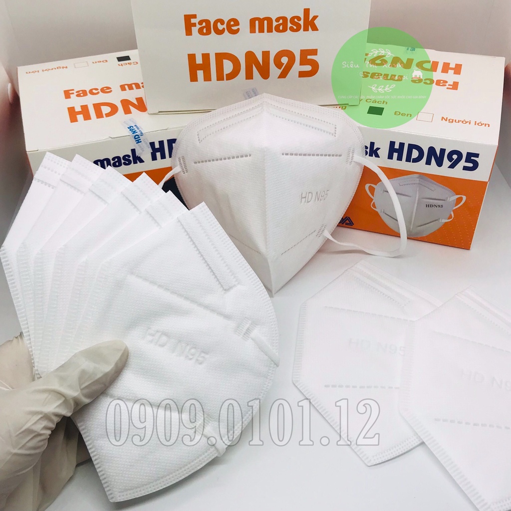 Khẩu trang n95 5 lớp chính hãng HD 20 cái 1 hộp, mask kn95 người lớn cao cấp