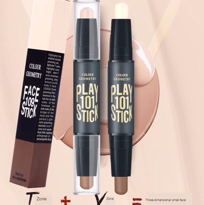 Bút tạo khối 3D hai đầu tạo mặt chữ che khuyết điểm trang điểm bắt sáng vùng mũi công dụng kép V làm đẹp tiện dụng | BigBuy360 - bigbuy360.vn