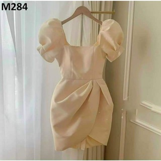 Đầm thiết kế tay phồng vạt chéo