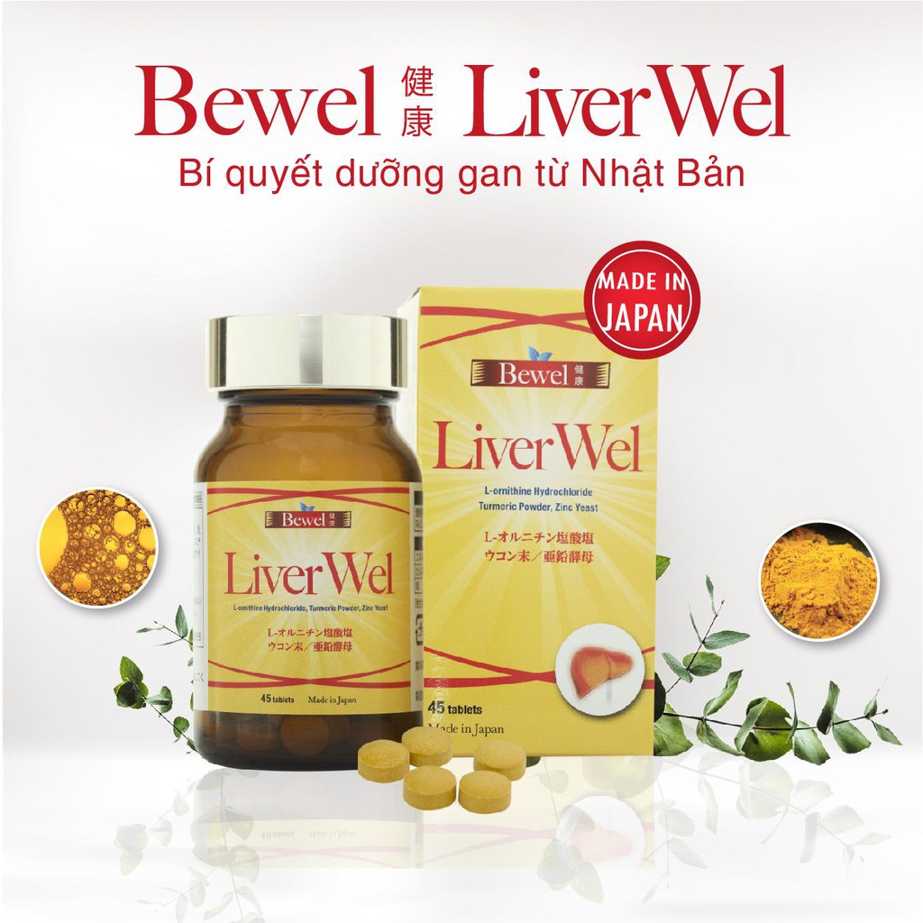 Viên uống Liver Wel hỗ trợ dưỡng gan, giải độc gan từ Nhật Bản Bewel Liverwel hộp 45 viên Waki
