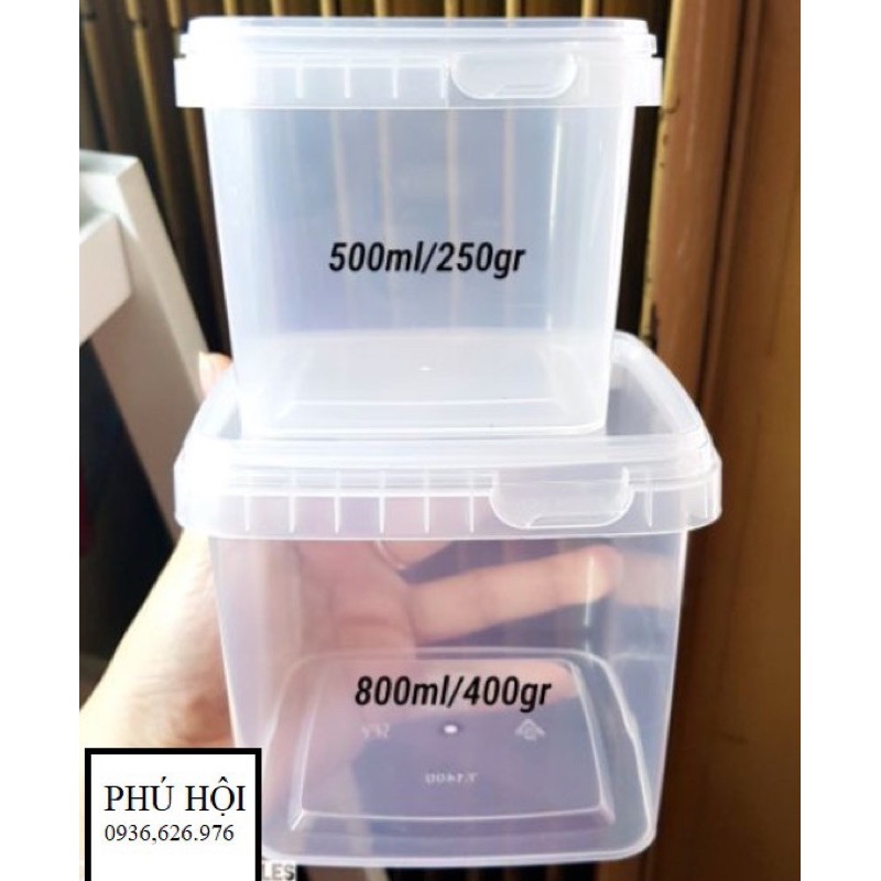 200 hộp nhựa vuông đựng kem 500ml