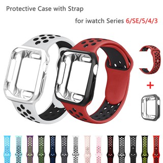 Bảo Vệ Bộ Dây Đeo + Vỏ Bọc Bằng Silicon Mềm Cho Đồng Hồ Thông Minh Apple Watch Series 6 / Se / 5 / 4 / 3 Band 44mm 42mm 40mm 38mm