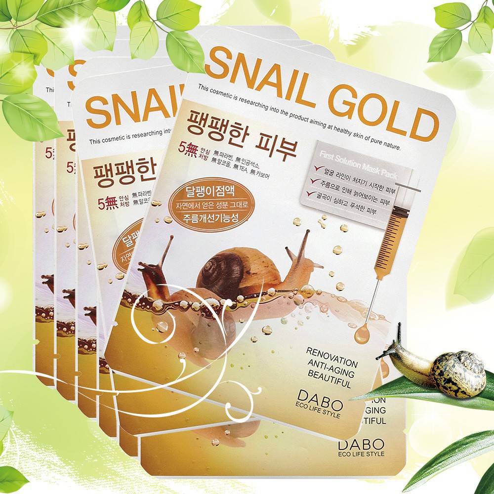 [Sản phẩm chính hãng] Bộ 10 miếng đắp mặt nạ ốc sên nhập khẩu Hàn Quốc Dabo 230g 