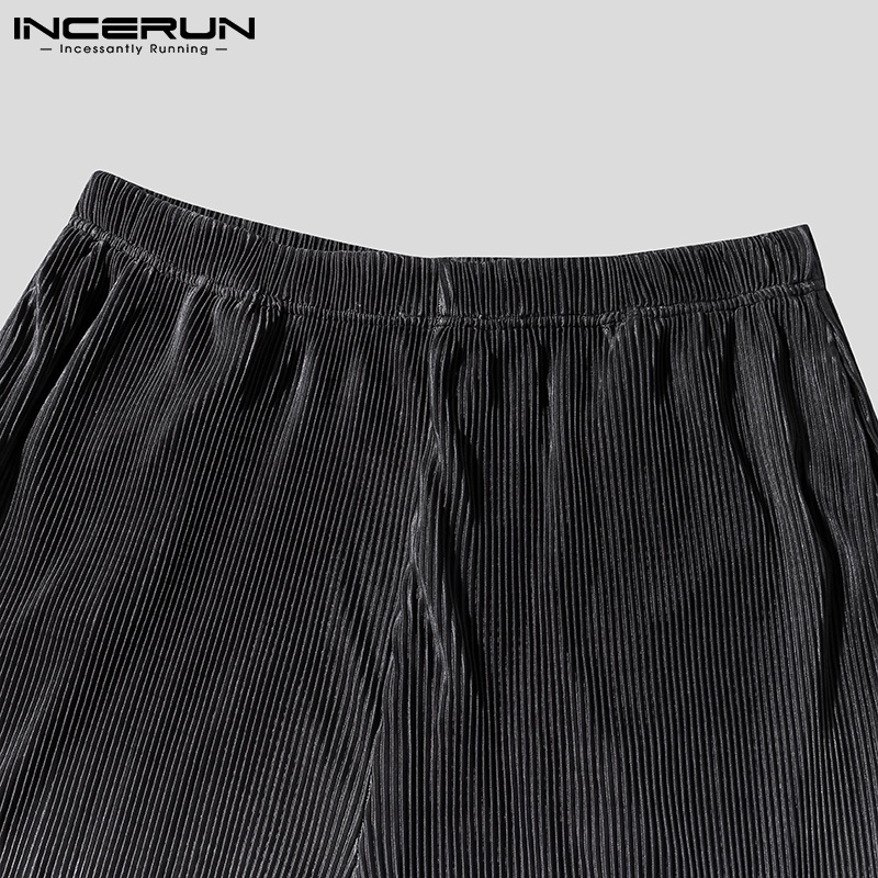 Quần nhung tăm INCERUN ống suông rộng màu gradient thời trang thường ngày cho nam