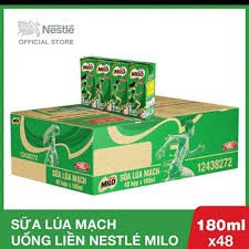 [Mã MEIHY1 Hoàn 8% đơn 199k] Thùng 48 Hộp Sữa Lúa Mạch Milo 180ml