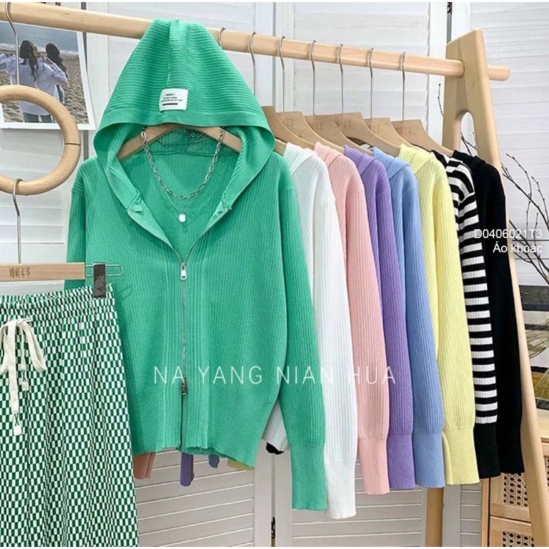 Áo khoác len kéo khóa hai đầu tay dài hàng QC!