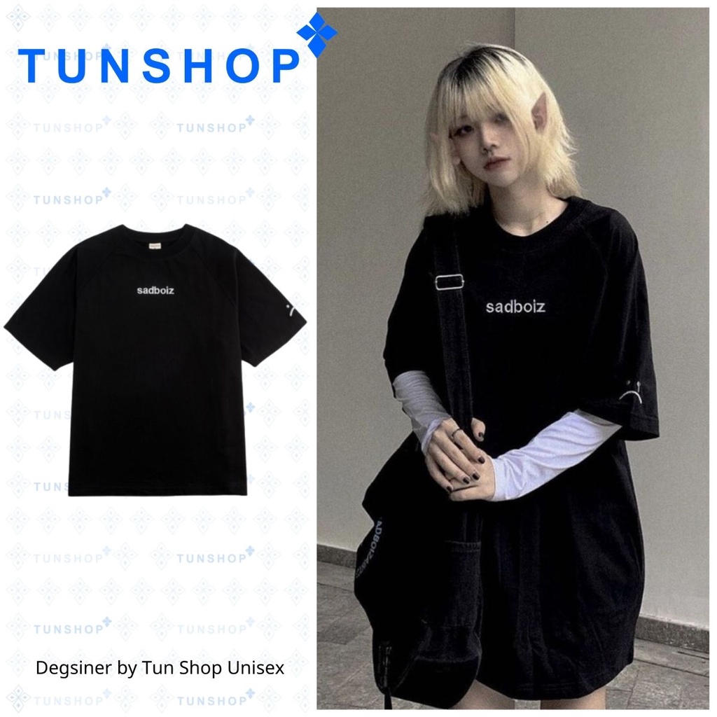 Áo Thun SADBOIZ Signature Đen, Tee Phông Local Brand Basic Sadboy Tay Lỡ Chữ Thêu Full Tag Nam Nữ TUN SHOP Hà Nội