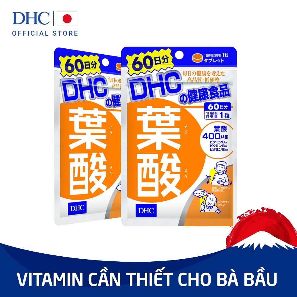 Viên uống Acid Folic DHC bổ sung vitamin cho mẹ bầu gói 60 viên (60 ngày)