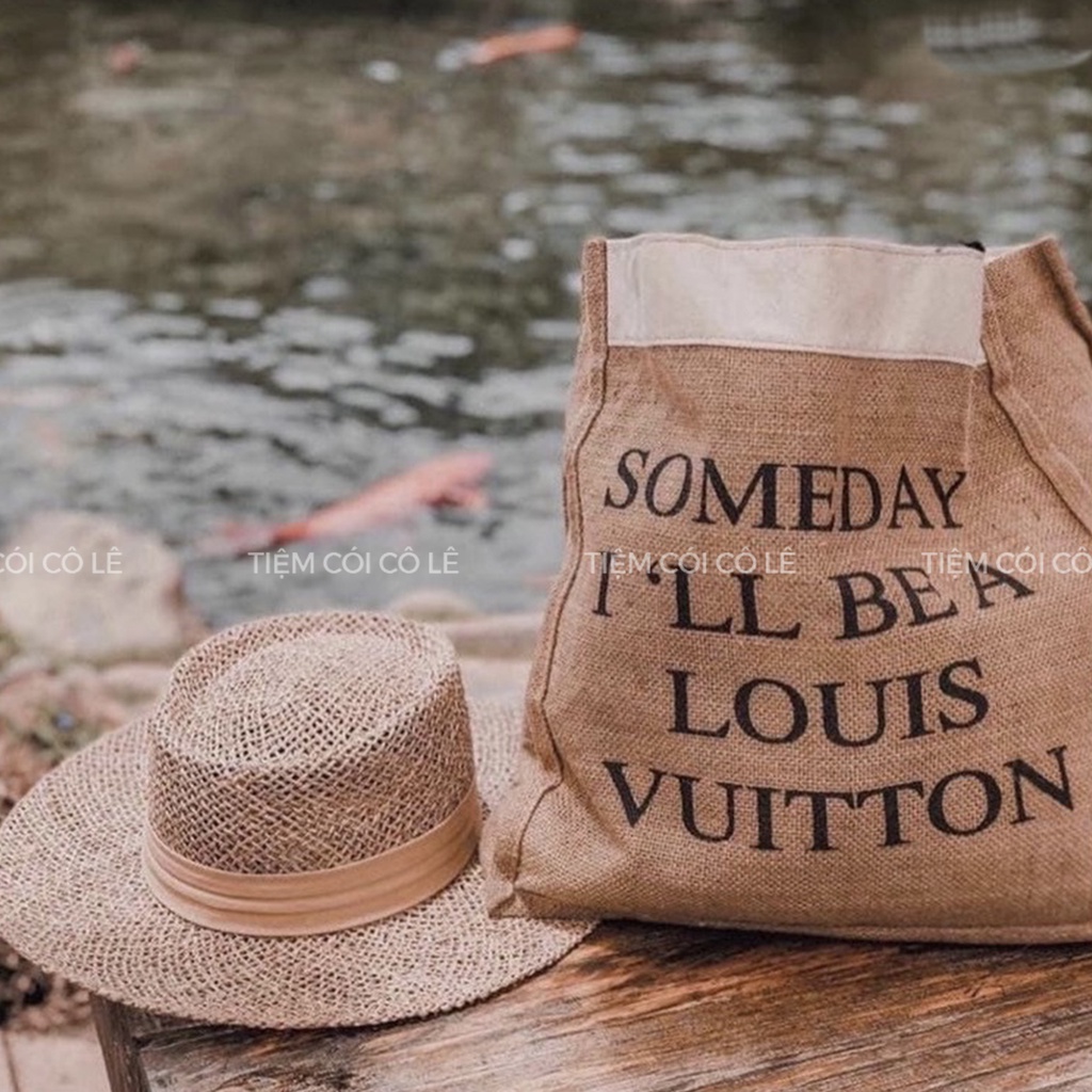 Túi canvas đi biển Someday, túi cói chữ nhật bên trong có vải lót - Tiệm Cói Cô Lê