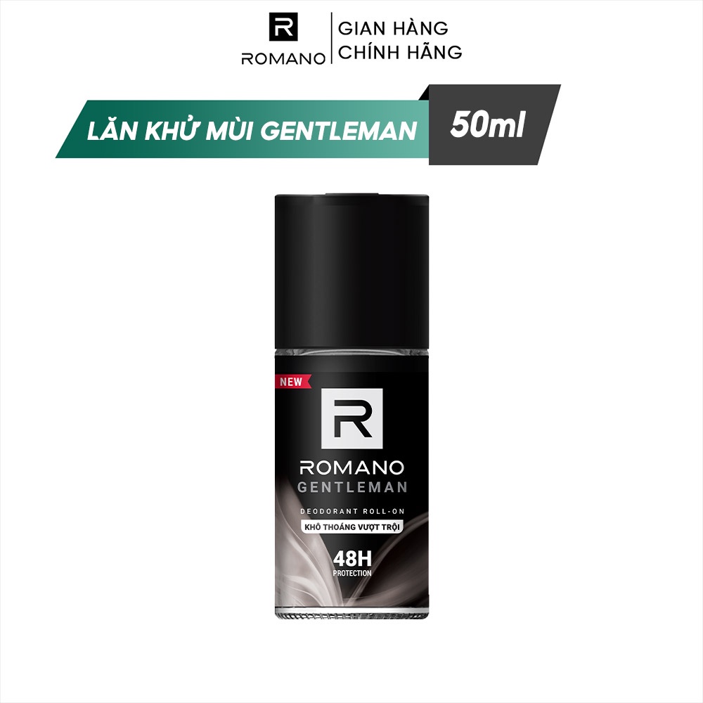 Lăn khử mùi nam Romano 50ml kháng khuẩn & khô thoáng cả ngày