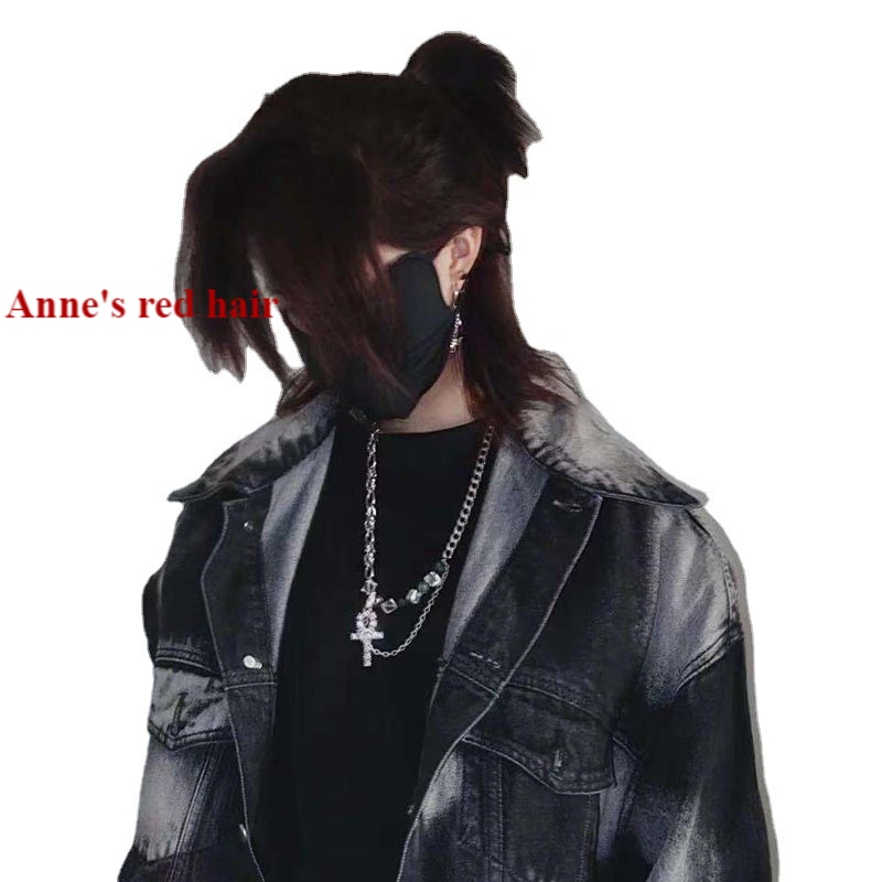 Bộ tóc giả hóa trang đầu sói samurai tự nhiên cho nam và nữ