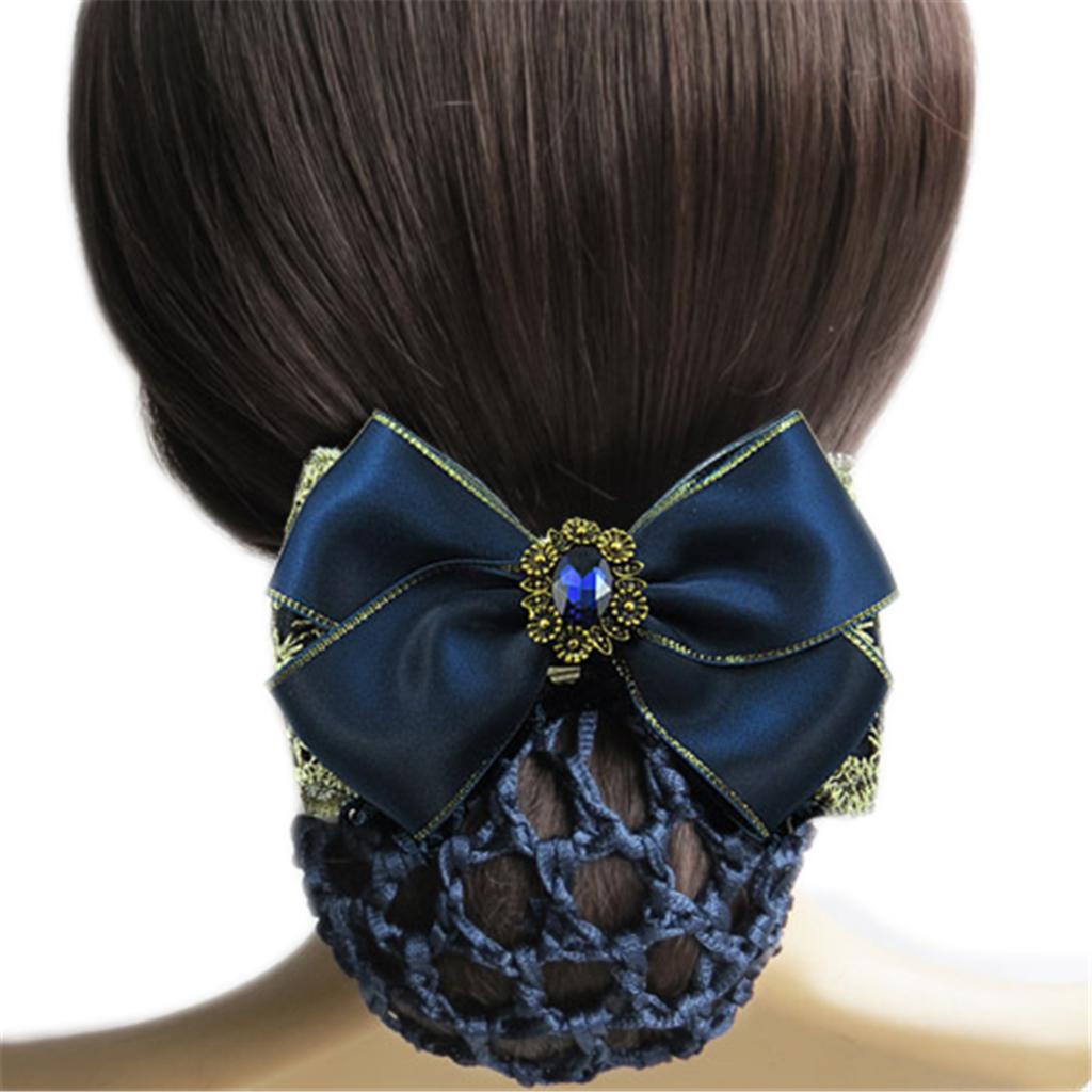 Kẹp túi lưới búi tóc đính nơ kiểu tiếp viên hàng không phong cách Hàn Quốc